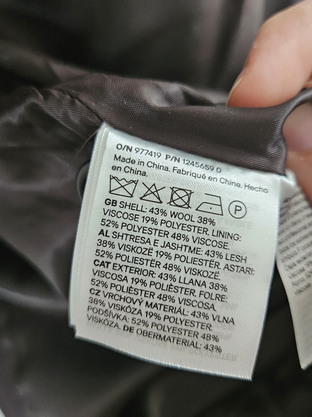 H&M Dark Brown Wool-Blend Car Coat Sz Large Oversized - Picture 6 of 6